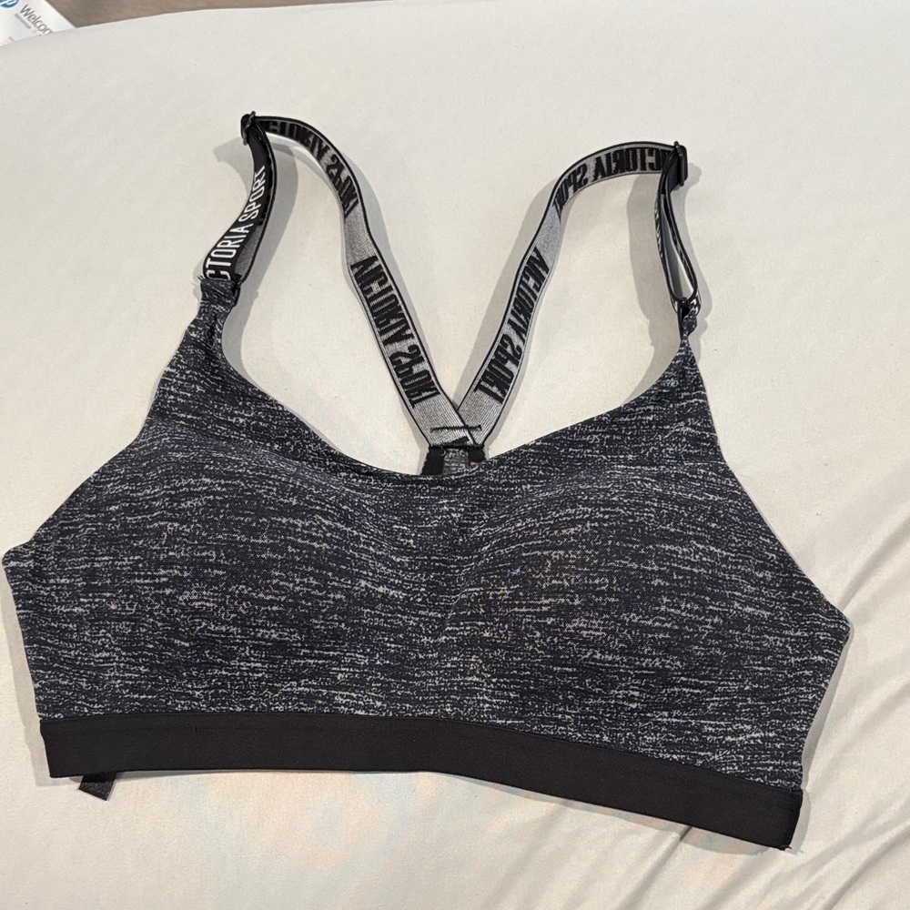 Charcoal Heather Sports Bra with Branded Straps